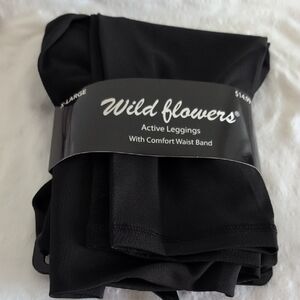 Wild Flowers Black Active Leggings XL